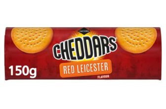 JACOBS Cheddars Red Leicester Flavour Cheese Biscuits, 150 g – S&S 85p
