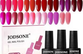 JODSONE 23 PCS Glitter Gel Polish with Soak off Base Coat Matte and Glossy Top Coat Glitter Red Pink Color High Shine and Fashion Gel Nail Polish Kit