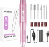 JODSONE Pink Nail Drill 20000RPM E File for Beginners, Compact Electric Nail Files Portable Nail Drill Machine Manicure Pedicure Set for Acrylics Nails and Gel Nails