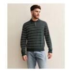 Jack & Jones Green Regular Striped Polo Jumper