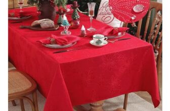 Jacquard Christmas Tablecloth 152×305 Cm, Oil/Waterproof, Red