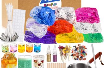 Jelly Candle Making Kit,9pcs Gel Wax -7 Colors Candle Making kitIncludes Wax Wicks Wick StickersWooden Wick Holders and MoreDIY Starter Candle Making Kit 2.8LB/45oz