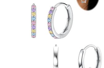 JeweBella 3 Pairs Stud Hoop Earrings Set for Women Girls Sterling Silver Stud Earrings Hoop Earrings Set Hypoallergenic Heart Star Cartilage Earrings Colorful Cute Kids Girls Earrings