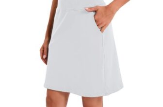 Jhsnjnr Womens Golf Skorts with Pockets Knee Length Elasticated Waist