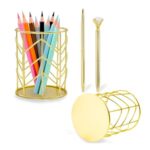 Jiayaus 2-Piece Metal Mesh Desk Organizer Pen/Pencil Holder V-Shape