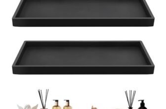 Jiayaus 2-Piece Silicone Vanity Tray, Black Rectangular