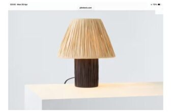 John Lewis Mini Raffia Table Lamp, Black/Natural