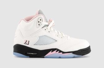Jordan Air Jordan 5 GS Trainers White Med Soft Pink Black Junior sizes