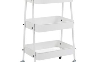 Jowkou 3-Tier Metal Rolling Cart with Lockable Casters