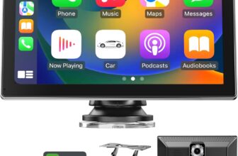 Jzones 9-Inch Carplay with Apple Car Play & Android Auto, Support 4K Front & 1080P Rear Cameras, Carplay Screen for Car with GPS Navigation, Bluetooth, Voice Control, TouchScreen, Plug and Play