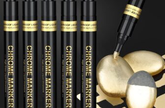 KERIFI Liquid Gold Chrome Markers, Supper Golden Metallic Paint Pens, Reflective Gloss Permanent Mirror Markers for Model Repairing, Resin Metal Glass Plastic, DIY Art Projects Crafts (5 Pack, 1-3mm)