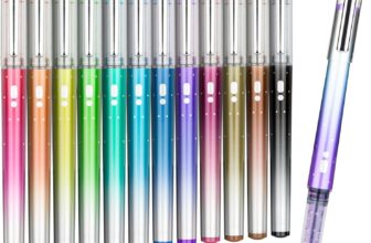 KERIFI Liquid Ink Rollerball Pens, 12 Coloured Pens, Smooth Writing, Quick Dry, 0.5mm Gel Ink Pens for Writing, Journaling, Drawing, High Capacity, No Bleed & Smear Smudge Stationery Supplies