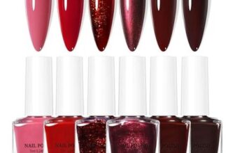 KLAYZON 6 PCs Burgundy Glitter Quick Dry Nail Varnish Set