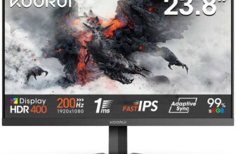KOORUI G2411P 24 Inch Gaming Monitor, 200Hz, Fast IPS, HDR 400, Full-HD 1080P, 1ms, Adaptive Sync, VESA Mountable
