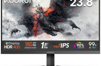 KOORUI G2421V 24 Inch Gaming Monitor,180Hz, Fast IPS, QHD 1440P, 1ms, Adaptive Sync, VESA Mountable