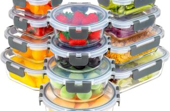 KUMD 24-Piece Set (12-Pack) Borosilicate Glass Food Storage Containers with Upgraded Detachable Locking Lids – Round, Square & Rectangular Meal Prep Boxes, Microwave/Oven Safe