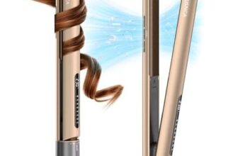 KUSNCA Ion Hair 2-in-1 Straightener and Curler, Ceramic Plates, Gold