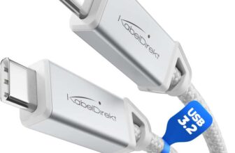 KabelDirekt USB C Cable All-purpose, USB 3.2 Gen 2, Metal Connectors Braiding 0.6m for Data/Video with 20Gbps