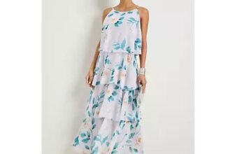 Kaleidoscope Floral Print Frill Maxi Dress