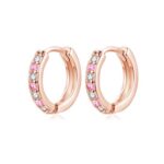 Kamise 925 Silver Huggie Hoop Earrings for Girls Pink Zirconia