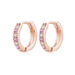 Kamise 925 Sterling Silver Hoop Earrings for Girls Purple Zirconia