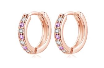 Kamise 925 Sterling Silver Hoop Earrings for Girls Purple Zirconia