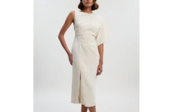Karen Millen Soft Tailored Asymmetric Sleeve Midi Dress