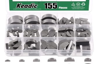 Keadic 155Pcs 17Sizes Metric Woodruff Key Assortment Set, Carbon Steel Half Moon Gear Shaft Drive Semicircle Bond Key Pulley Crank Hardware Accessories for Mechanical Industry Fasteners