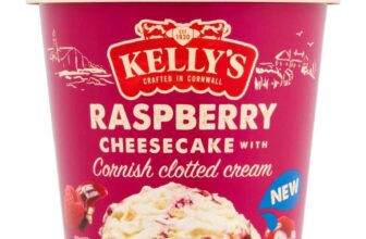 Kellys Raspberry Cheesecake / Vanilla Bean / Millionaires Shortbread with Cornish Clotted Cream 425ml Instore Waterlooville