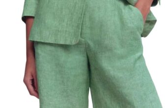 Kensington Linen Shorts Aloe Green Chambray, sizes 6 – 22 w/Code