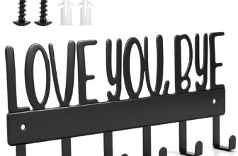 Key Holder for Wall, Love You Bye Metal Key Hook with 6 Hooks, Black Key Rack Home Decor for Hallway Entryway Kitchen Bedroom Living Room Bathroom Office