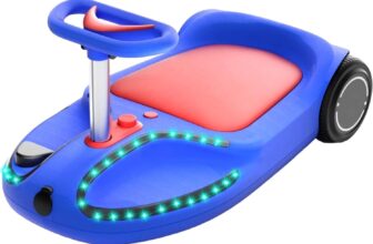 Kids Electric Go Kart Wiggle Ride On Car with Bluetooth Speaker Disco LED Lights 100W Strong Motor for Indoor and Outdoor Sports 3 Adjustable Speeds Portable Scooter For Kids Ages 4-7