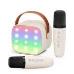 Kids Karaoke Machine with 2 Mics, Bluetooth, LED, Voice Changer