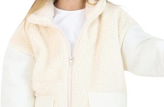 Kids Plush Winter Coat, Welsoft Fabric, Soft & Warm Jacket for Ages 4-11, Stylish Outerwear in Beige, Brown, Green & Ecru Colors, Comfortable