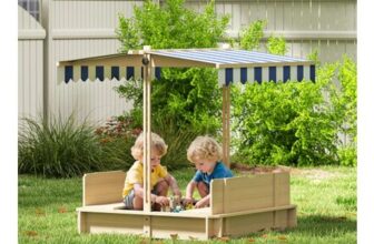 Kids Square Wooden Sandpit Children Cabana Sandbox Outdoor Playset