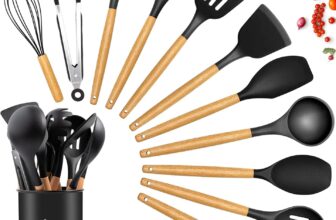 Kitchen Utensils Set, 12 PCS Silicone Cooking Utensils Set Gadgets for Cooking, Non Stick Wooden Handle Silicone Kitchen Cooking Utensils Sets Cookware