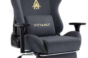 Kitinjoy Natural Suede Gaming Chair High Back Ergonomic Computer Chair With Footrest w/code sold by Kitinjoy Official Store