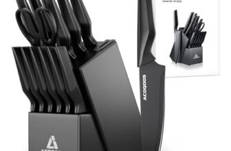 Knife Set with Block, 14 Piece with Built-in Sharpener