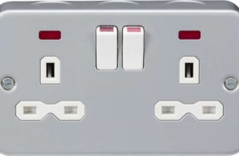 Knightbridge Metal Clad 13A 2G DP Switched Socket with Neon