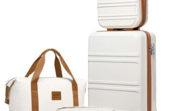 Kono Lightweight Suitcases, Set of 4 – Cream / Grey / Black / Pink – Sold By Luno Fashion Limited FBA