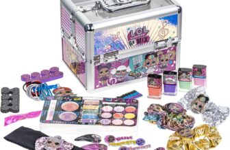 L.O.L. Surprise Train Case Cosmetic Makeup Set Includes Lip Gloss, Eye Shimmer, Nail Polish, Hair Accessories & more, Perfect for Parties, Sleepovers & Makeovers, Ages 5, By Townley Girl