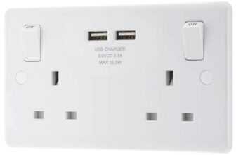 LAP 13A 2-Gang SP Switched Socket 3.1A 15.5W 2-Outlet Type A USB Charger White – Free C&C