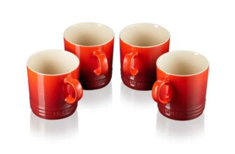 LE CREUSET Stoneware Mugs, Set of 4, 350 ml Each, Cerise With Voucher Sold By Le Creuset UK