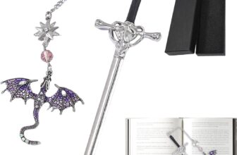 LEBKFT Dragon Bookmark with Gift Box, Purple Double-Winged Sword Bookmark for Readers Unique Metal Fantasy & Gothic Bookmark for Adults Cool Dragon Gift for Men and Women