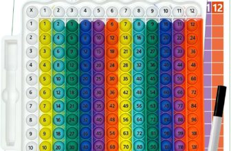 LEBKFT Multiplication Poppet Tables 12×12, Math Fidget Toy Times Tables Sensory Multiplication Table Poppet Toy with Practice Cards and Erasable Marker Pen for Teachers Student (White Edge)