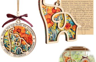 LEBKFT Wooden Elephant and Round Pendant Ornament Set with Story Card, Meaningful Friendship Gifts for Women Best Friend Sisterhood Keepsake Birthday with Card for Her (A)