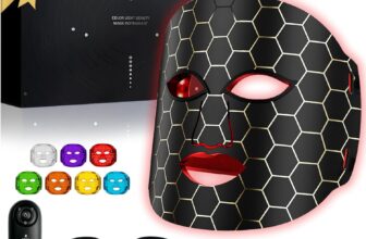 LED Face Mask, Red Light Therapy Mask LED Red Light Face Mask 7 Photon Modes Therapy 288 Beams Comes With Rechargeable Remote Control, for Skin Rejuvenation, Anti-Aging, and Soothing.(7 Lights)