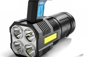 LED Flashlight Torch Rechargeable COB Spotlight Lantern Work Light Handheld Searchlight Waterproof and 4 Modes Portable Emergency Torches Lamp for Hiking Fishing Camping