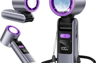 LETOUR Handheld Fan with Ice Cooler, Portable USB Rechargeable Turbo Fans, Personal Mini Electric Handheld Fan 5 Speeds Led Display Foldable Small Fans with Lamp for Home Office Travel Camping