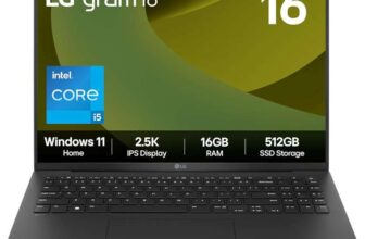 LG gram 16Z90RU – 16 Inch 2.5K IPS Ultra-Lightweight Laptop, Intel Core i5 1334U, 16GB RAM, 512GB SSD